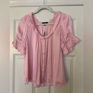 JCrew Ruffle featherweight satin scoopneck top